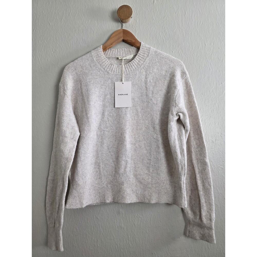 NEW Everlane Crewneck Cream Ribbed Alpaca Wool Blend Sweater Small